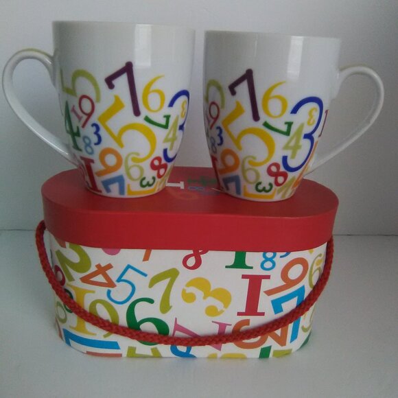 Paper Products Design Digits Coffee Cup Mugs Set . NWOT - Picture 1 of 9